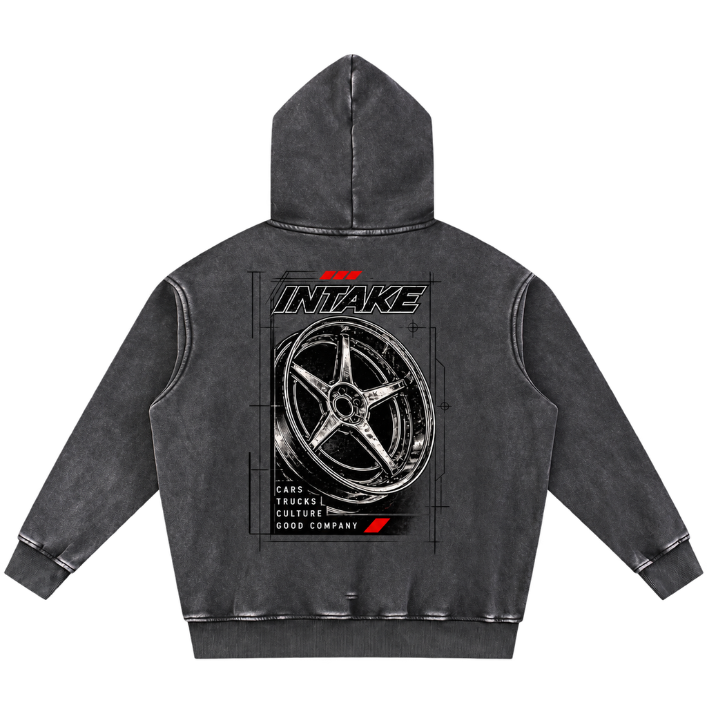 INTAKE Snow Wash Hoodie — Checkered back transparent background
