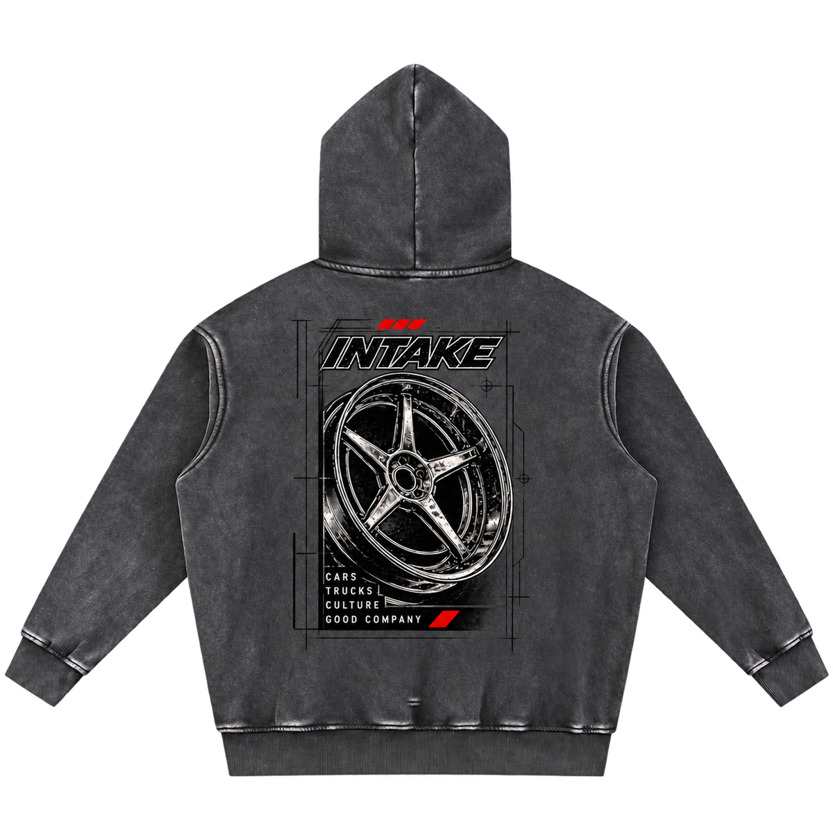INTAKE Snow Wash Hoodie — Checkered back transparent background