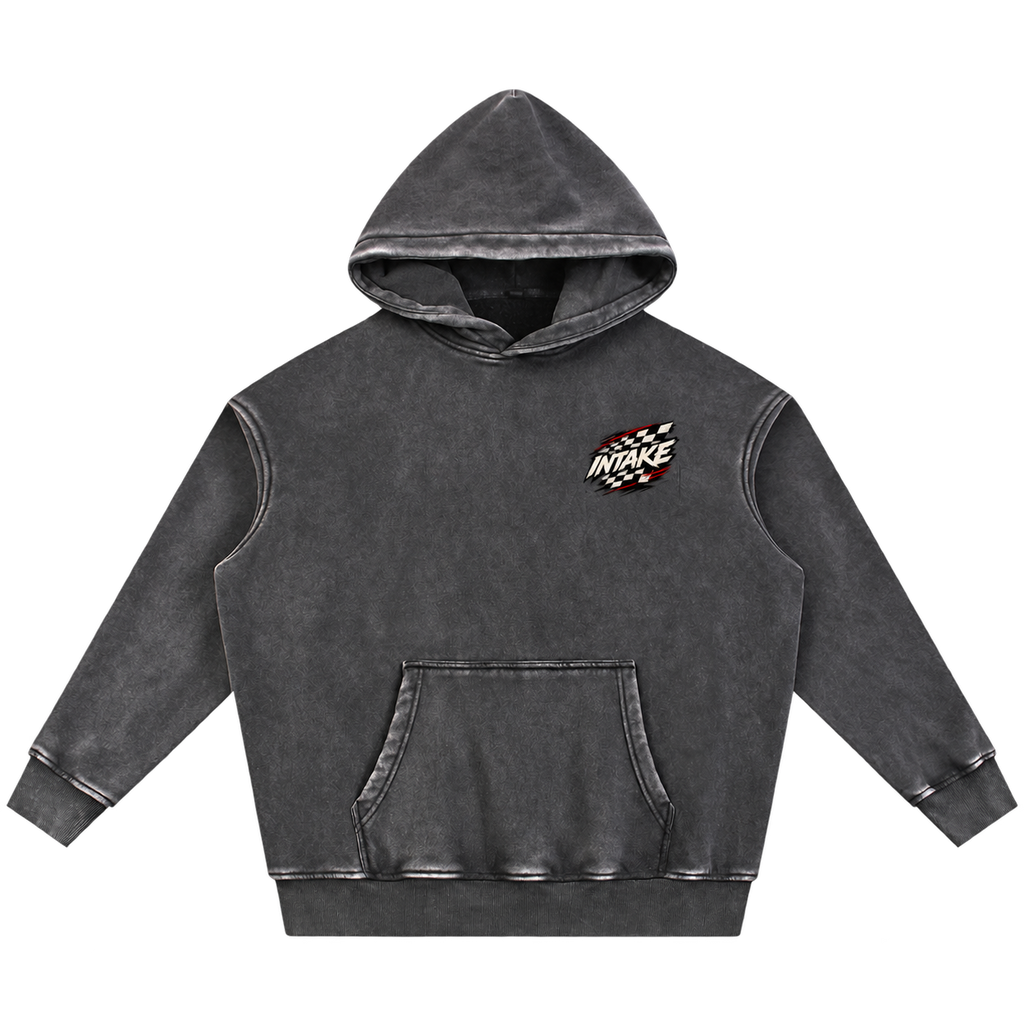 INTAKE Snow Wash Hoodie — Checkered front transparent background