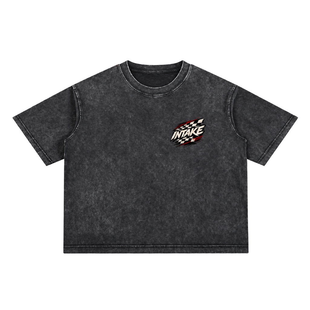 INTAKE Mineral Wash Tee — Checkered front transparent background