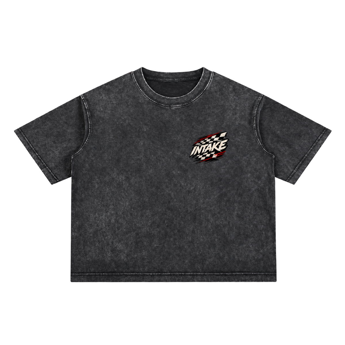 INTAKE Mineral Wash Tee — Checkered front transparent background