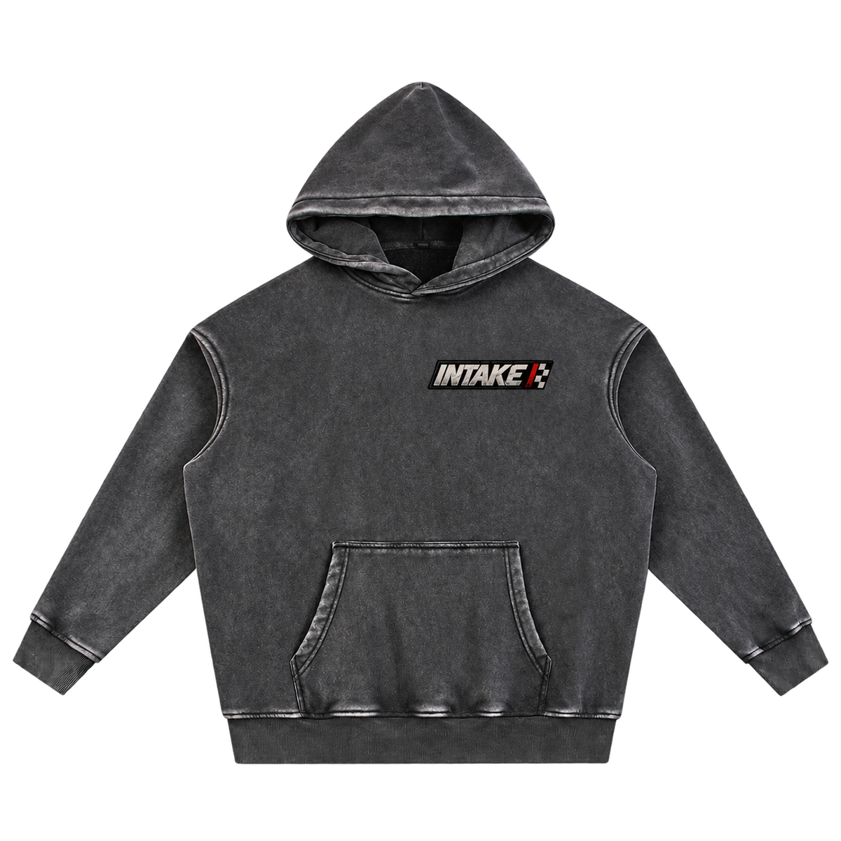 INTAKE Snow Wash Hoodie — Racing Badge front transparent background