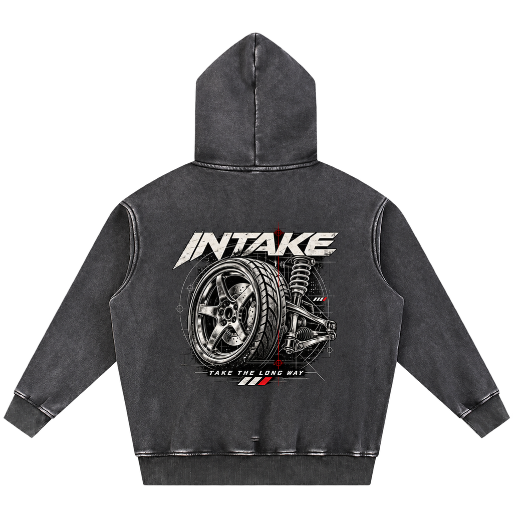 Snow Wash Fleece Oversize Hoodie back on transparent background