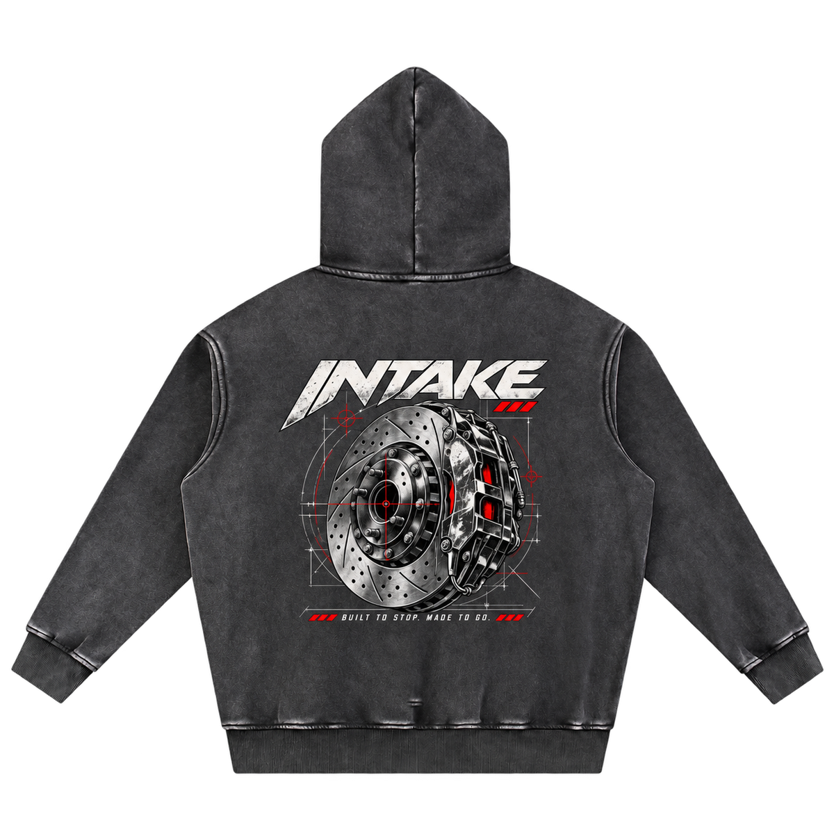 Snow Wash Fleece Oversize Hoodie back on transparent background