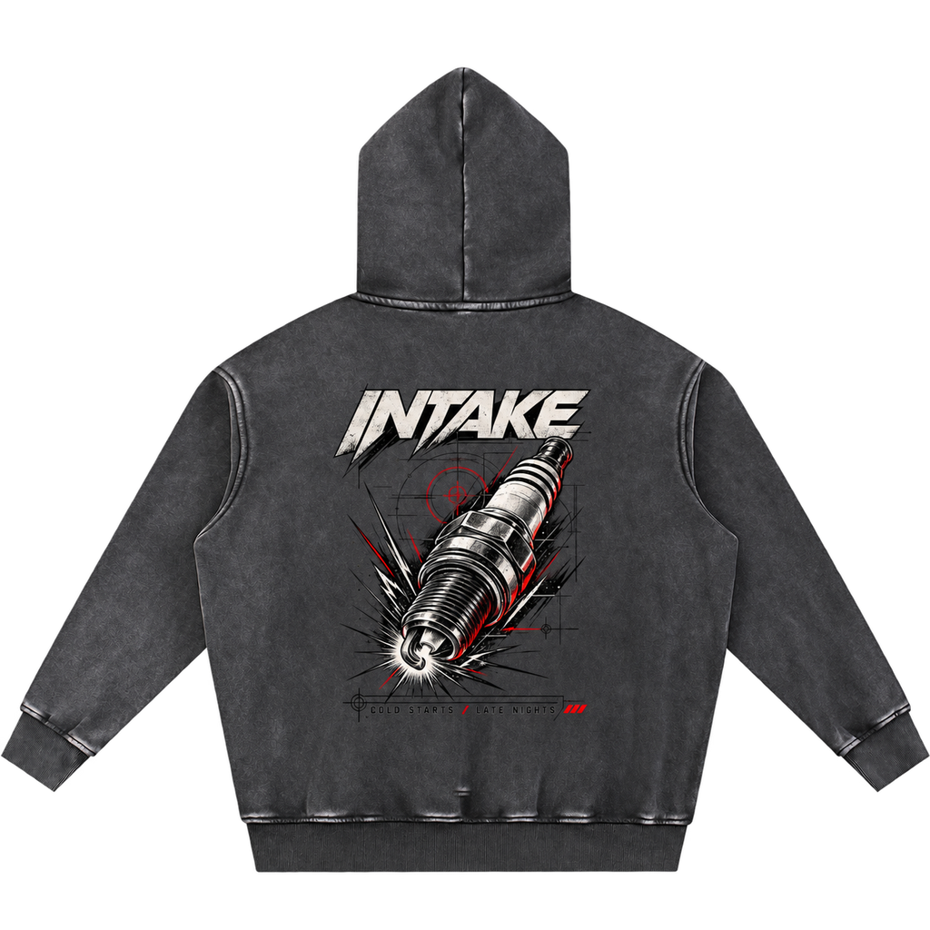 Snow Wash Fleece Oversize Hoodie back on transparent background