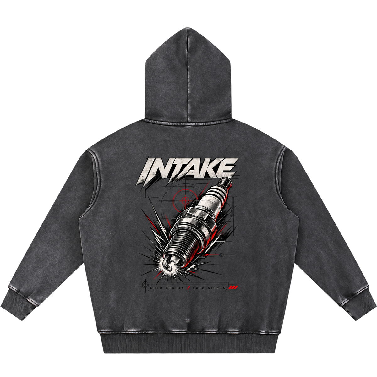 Snow Wash Fleece Oversize Hoodie back on transparent background