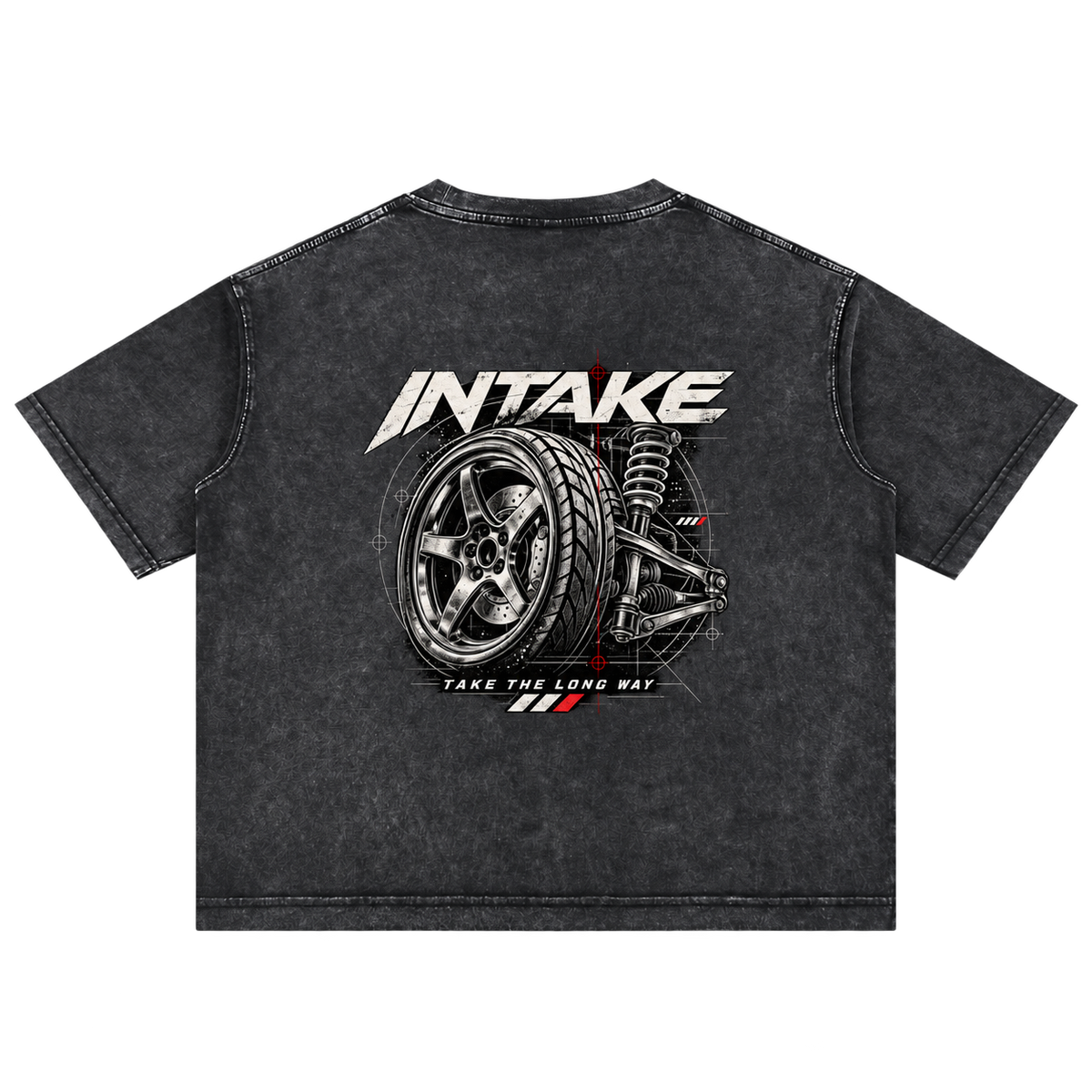 Mineral Wash Boxy Cotton T-Shirt back on transparent background