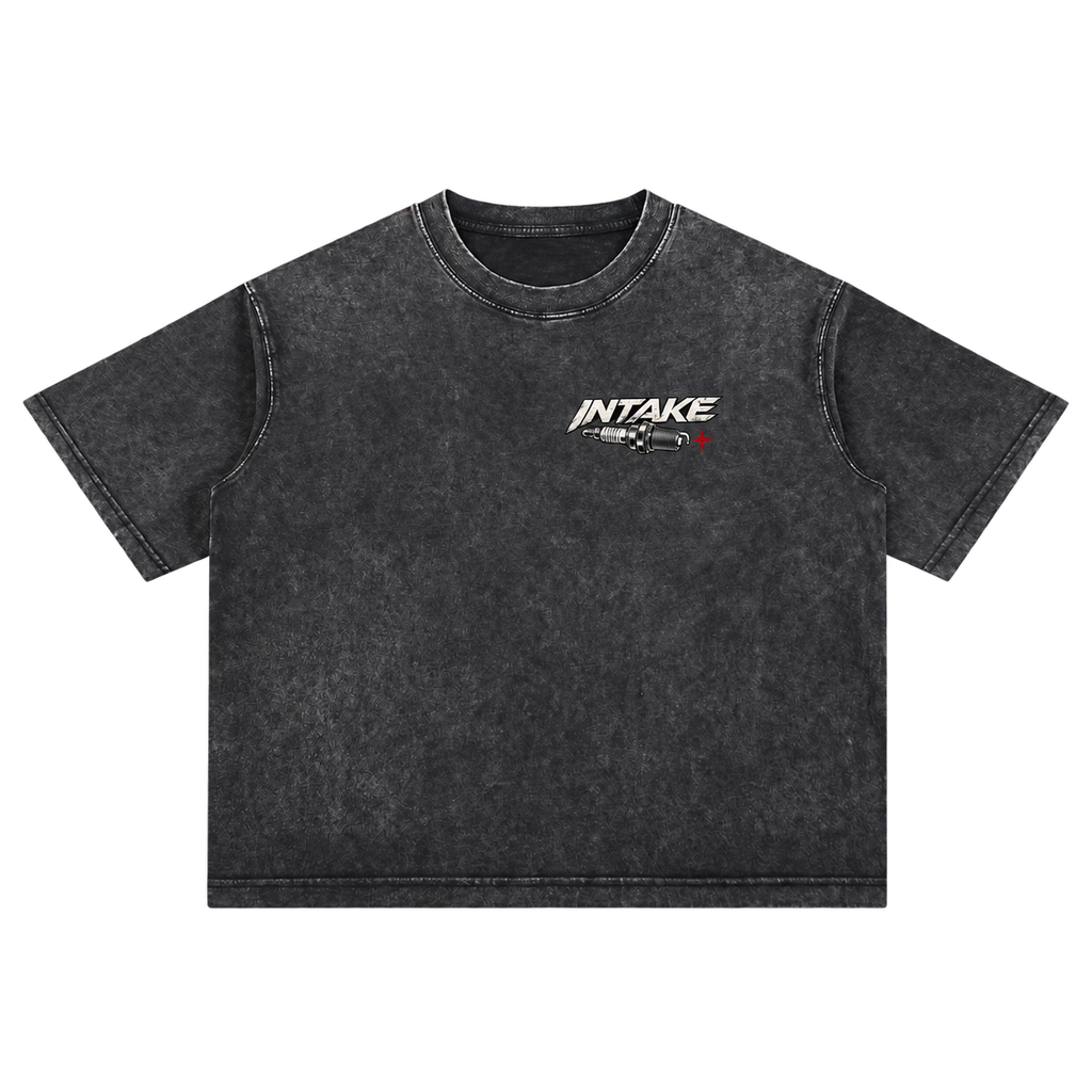 Mineral Wash Boxy Cotton T-Shirt front on transparent background