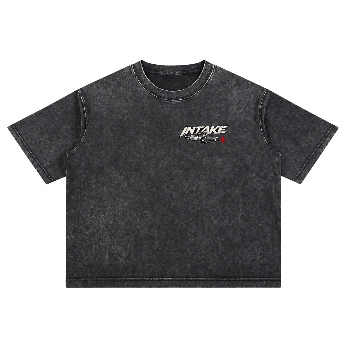 Mineral Wash Boxy Cotton T-Shirt front on transparent background